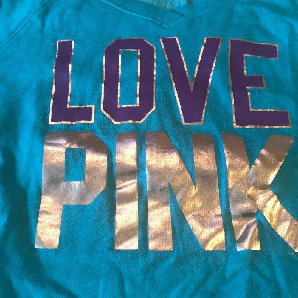 Super Cute Medium/ VS PINK Teal /Purple Swatshirt - Picture 4 of 5